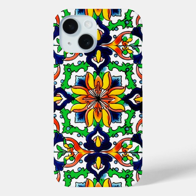 Mexican Talavera Terracotta Tile Design No. 6 Case-Mate iPhone Case (Back)