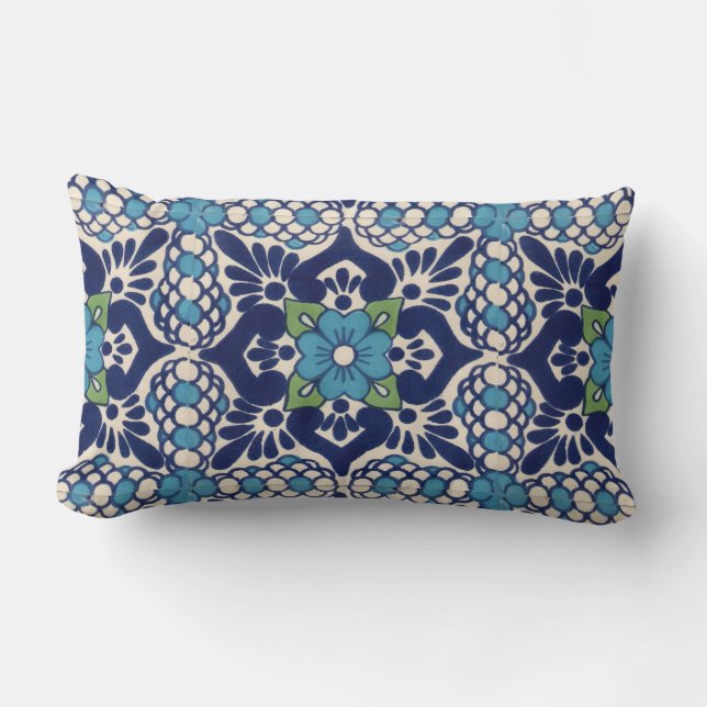 Mexican Talavera Tile double-sided throw pillows (Front)
