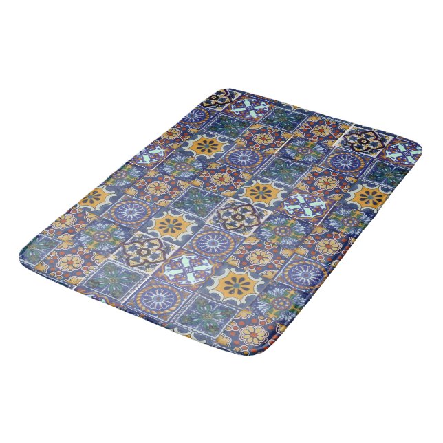 Mexican Talavera Tiles Bath Mat (Angled)