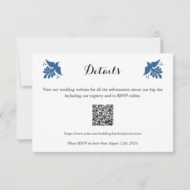 Mexican Talavera Wedding Details Card (Front)