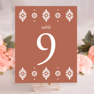Mexican Terra Cotta Wedding Table Number