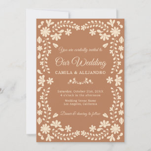 Mexican Terracotta Rustic Photo Vintage Wedding Invitation