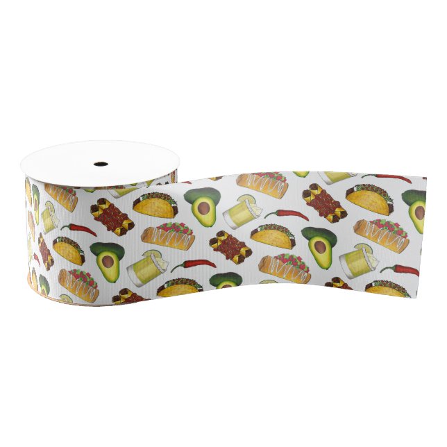 Mexican Tex Mex Food Taco Enchilada Chimichanga Grosgrain Ribbon (Spool)