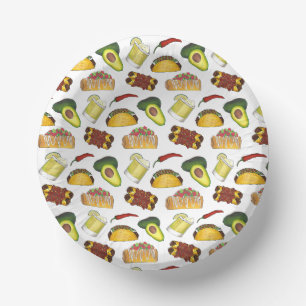 Mexican Tex Mex Food Taco Enchilada Chimichanga Paper Plate