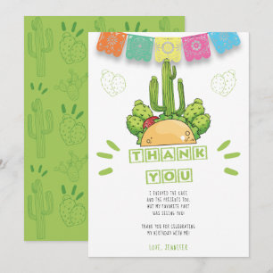 Mexican Thank you Taco Cactus Card