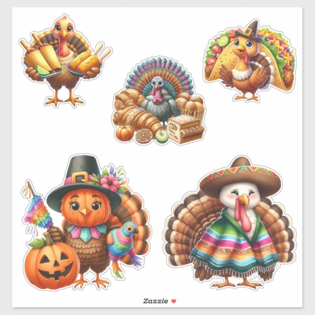 Mexican Thanksgiving Turkey Sticker Sheet (Sheet)