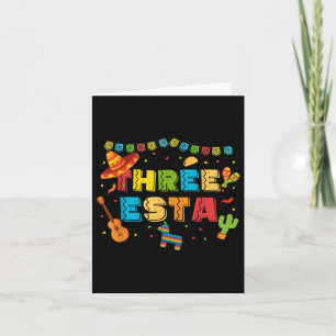 Mexican Theme 3rd Birthday 3 Year Old Kids Three E Card