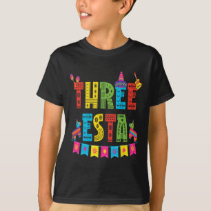 Mexican Theme 3rd Birthday 3 Year Old Kids Three E T-Shirt