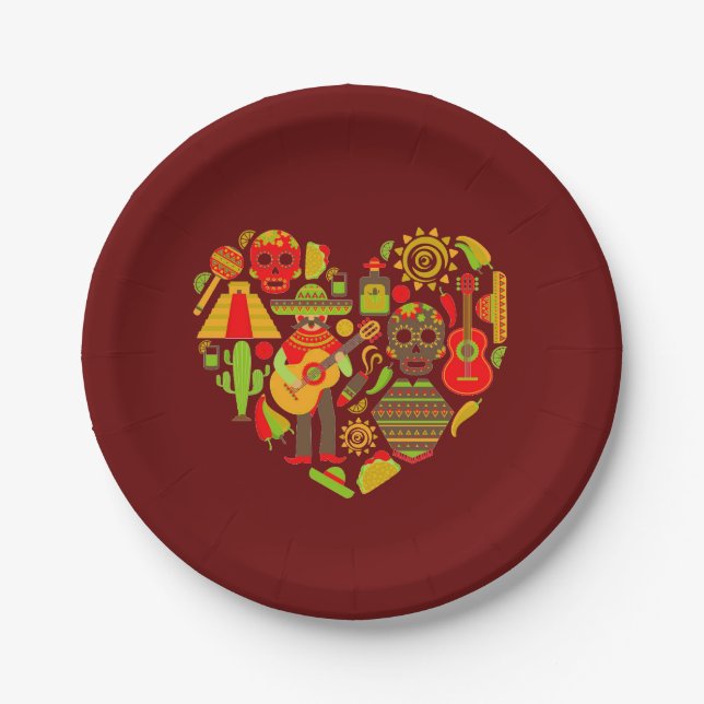 Mexican theme dinner party paper plate (Front)