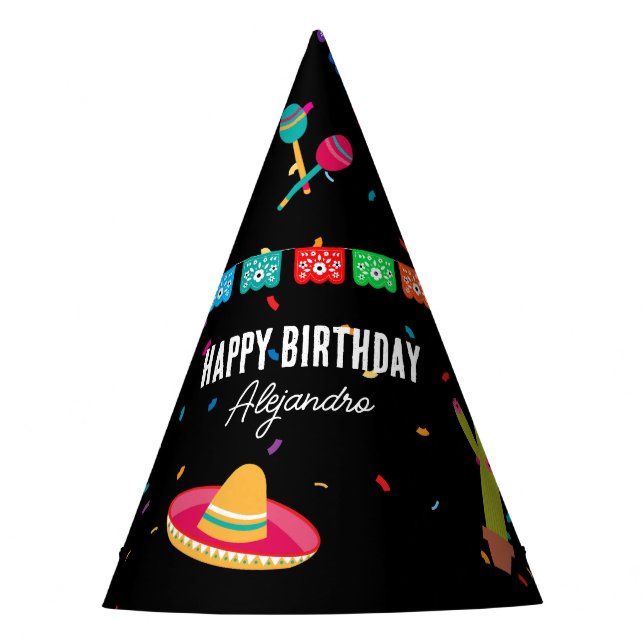 Mexican Theme Fiesta Birthday Party Hat (Front)