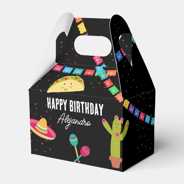 Mexican Theme Fiesta - Taco Bout a Party Birthday  Favor Box (Front Side)