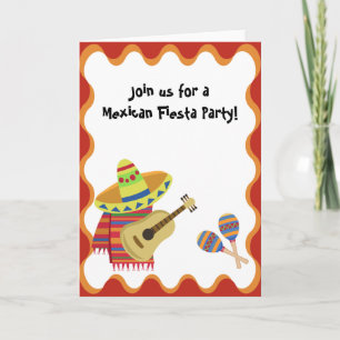 Mexican Theme Note Card Party Birthday Invitation