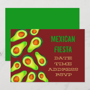 Mexican themed party Fiesta guacamole avocado Invitation