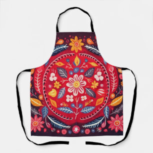 Mexican Tile Floral Pattern Apron