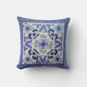 Mexican Tile Talavara Mexico Ceramic Throw Pillow