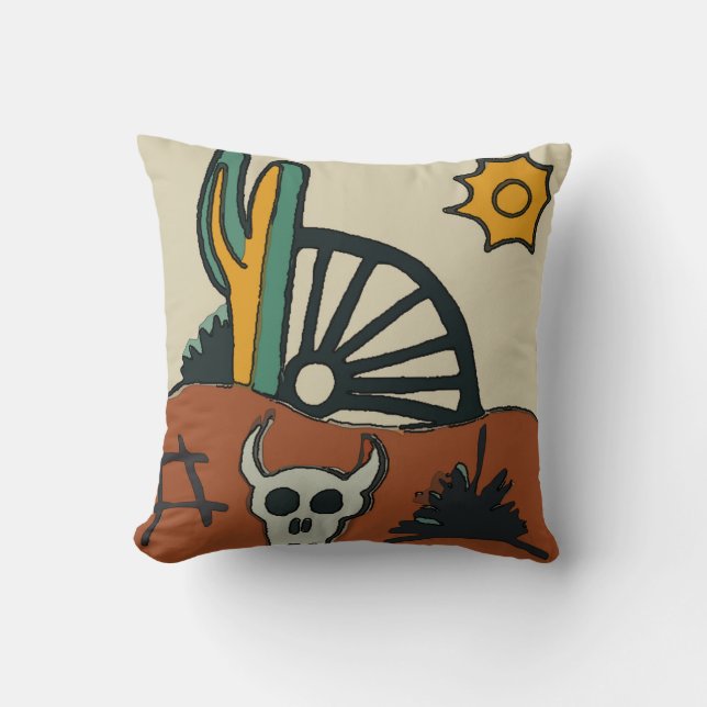 Mexican Tile Western Desert Throw Pillow (Front)