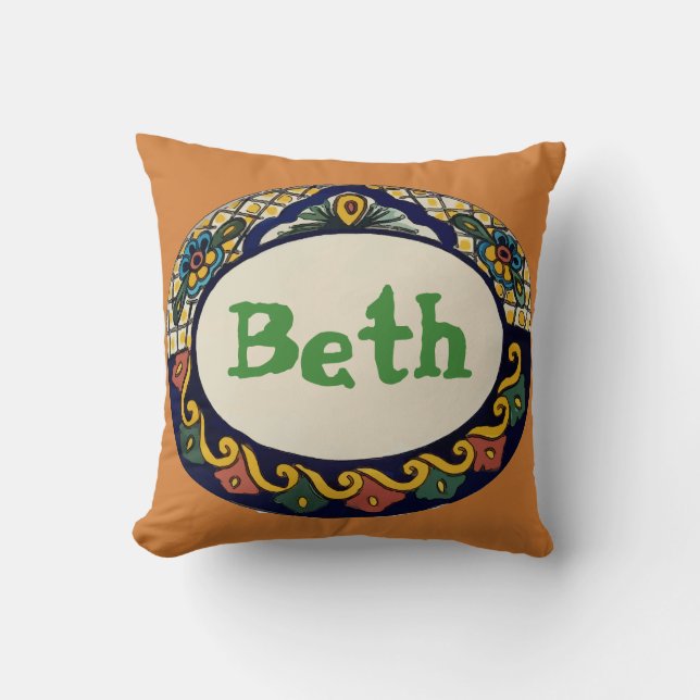 Mexican Tiles Design Throw Pillow (Front)