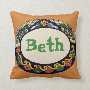 Mexican Tiles Design Throw Pillow