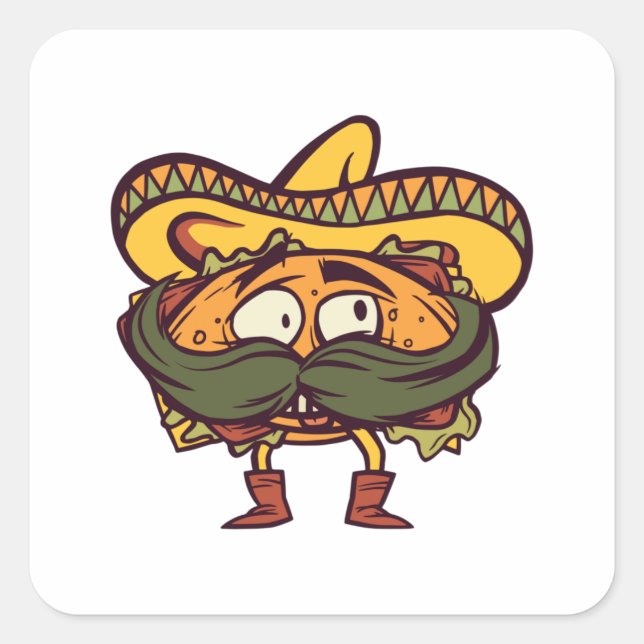 Mexican torta square sticker (Front)