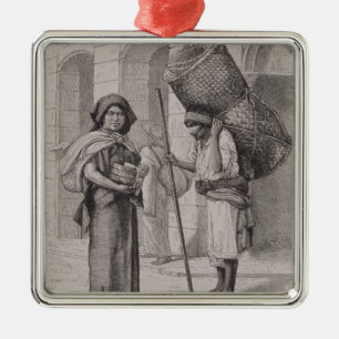 Mexican Tortillera and Straw Mat Seller Metal Ornament