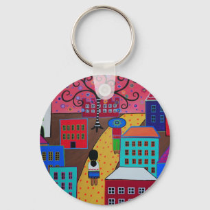 Mexican Town by Prisarts Keychain
