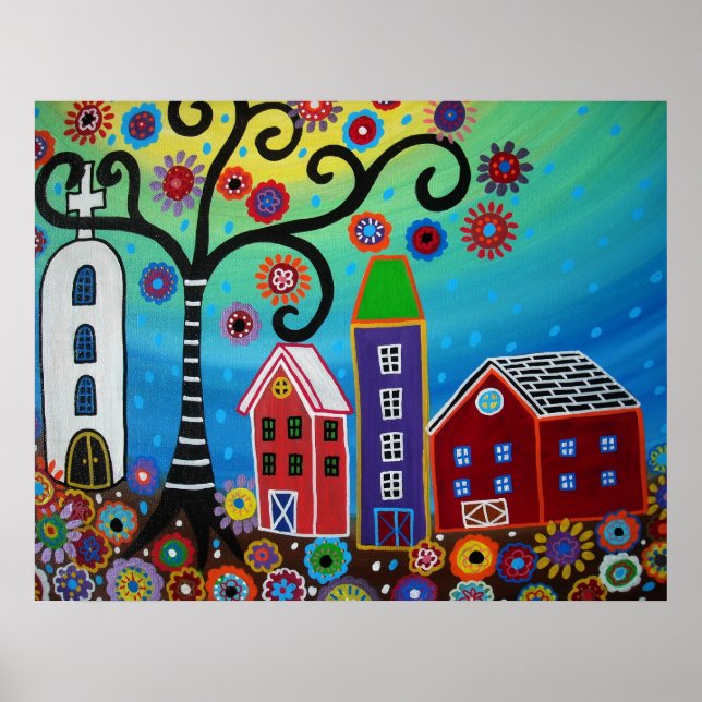 MEXICAN TOWN PAINTING POSTER (Front)