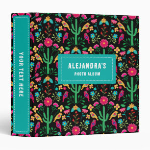 Mexican Traditional Floral Folk Art Bright Colors  Binder