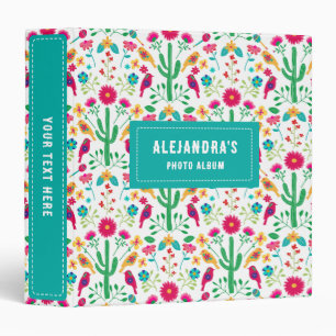 Mexican Traditional Floral Folk Art Bright Colors Binder