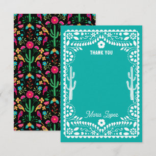 Mexican Traditional Floral Folk Art Bright Colors Thank You Card