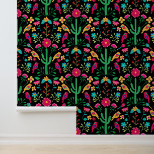 Mexican Traditional Floral Folk Art Bright Colors  Wallpaper