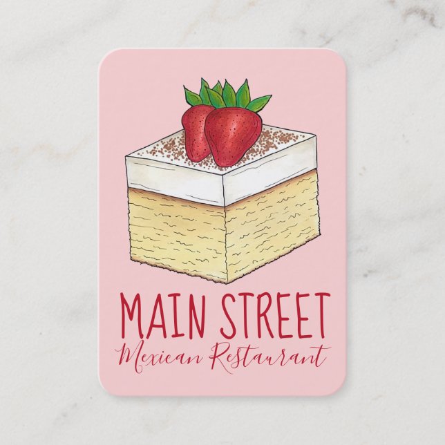 Mexican Tres Leches Cake Chef Dessert Bakery Food Business Card (Front)