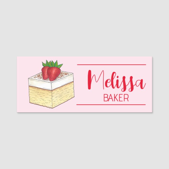 Mexican Tres Leches Cake Chef Dessert Bakery Food Name Tag (Front)