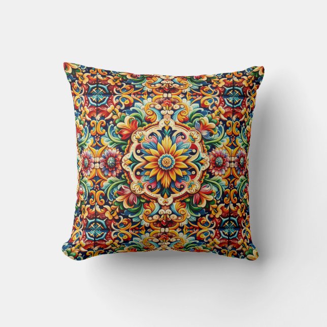 Mexican Villa Throw Pillow (Front)