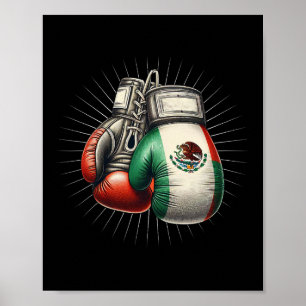 Mexican Vintage Style Boxing Flag Mexico Boxing Gl Poster