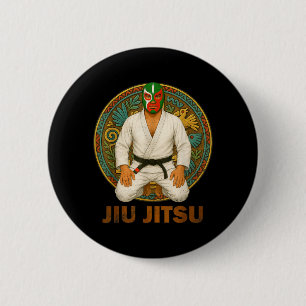 Mexican Vintage Style Jiu Jitsu Lucha Libre Mask 2 Inch Round Button