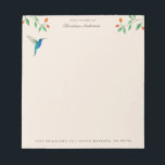 Mexican Violetear Hummingbird  Notepad<br><div class="desc">Unique notepad featuring a hand-painted Mexican Violetear Hummingbird and flowery branches.</div>