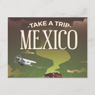 Mexican Volcano vintage travel poster Postcard