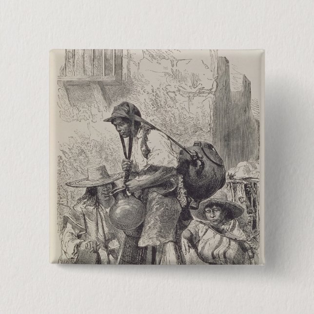 Mexican Water-Carrier 2 Inch Square Button (Front)