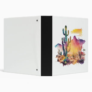 Mexican watercolor desert sunset binder