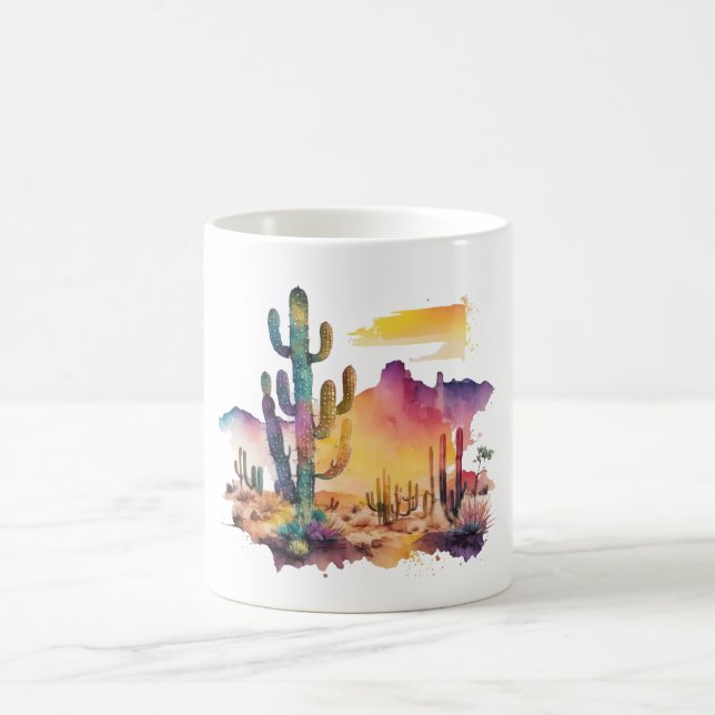 Mexican watercolor desert sunset coffee mug (Center)