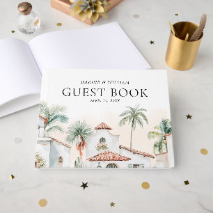 Mexican Watercolor Palm Tree  Destination Wedding Guest Book