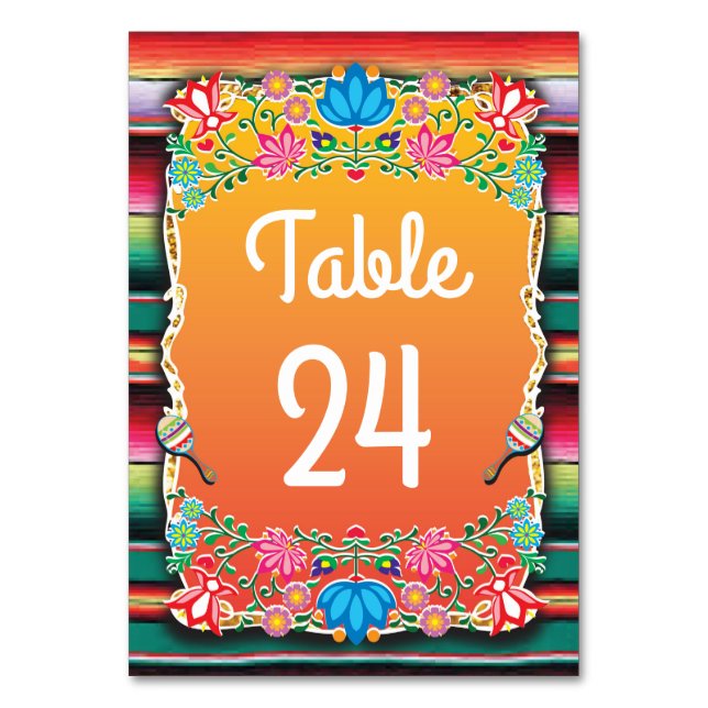 Mexican Wedding Fiesta table numbers (Front)