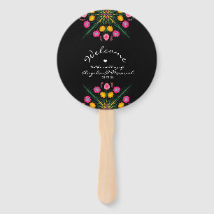 Mexican Wedding Welcome Floral Butterfly    Hand Fan