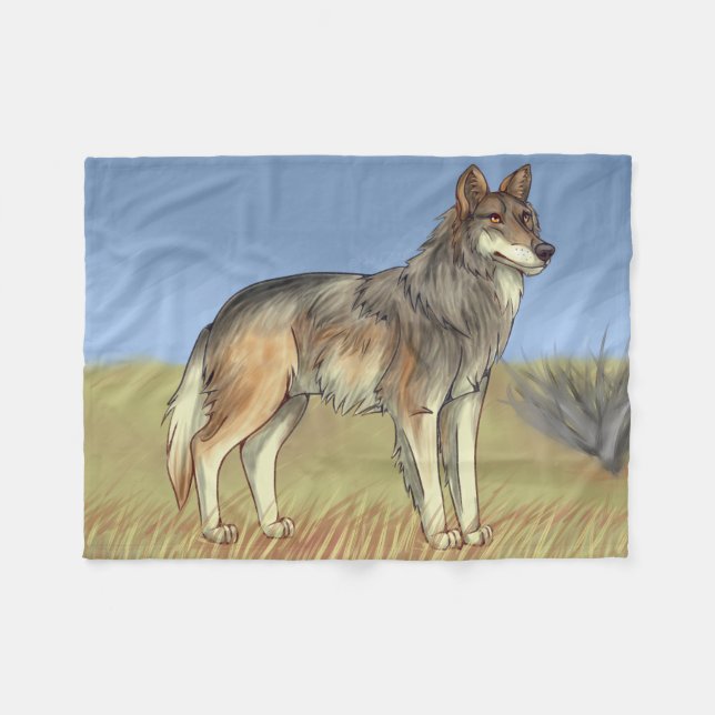 Mexican Wolf Fleece Blanket (Front (Horizontal))