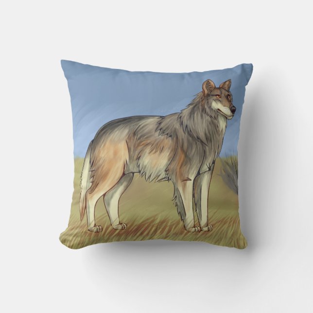 Mexican Wolf Throw Pillow (Front)