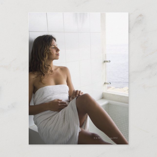 Mexican woman laying in bed postcard (Front)