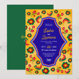 Mexican yellow wedding invitation
