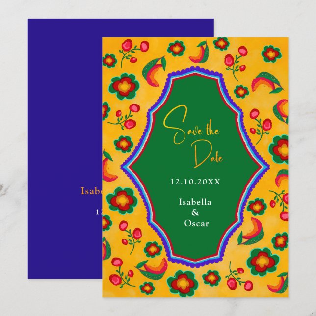Mexican yellow wedding  save the date (Front/Back)