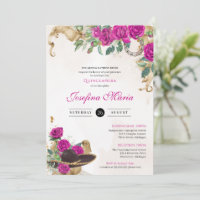 Mexicana Mariachi Charra Magenta Roses Quinceanera