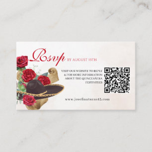 Mexicana Mariachi Charra Red Roses Quinceanera Enclosure Card